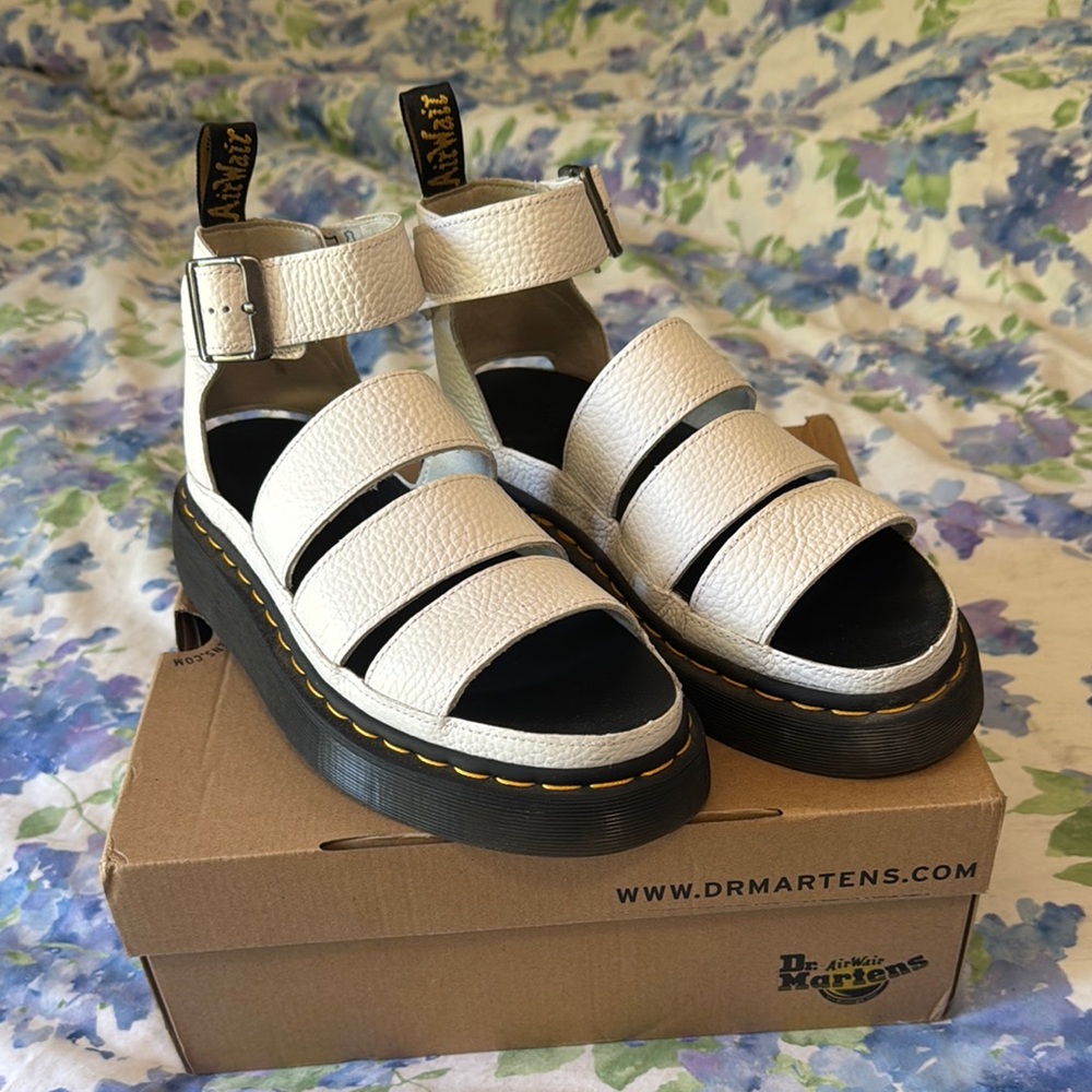 Dr. Martens White Chunky Platform Sandals